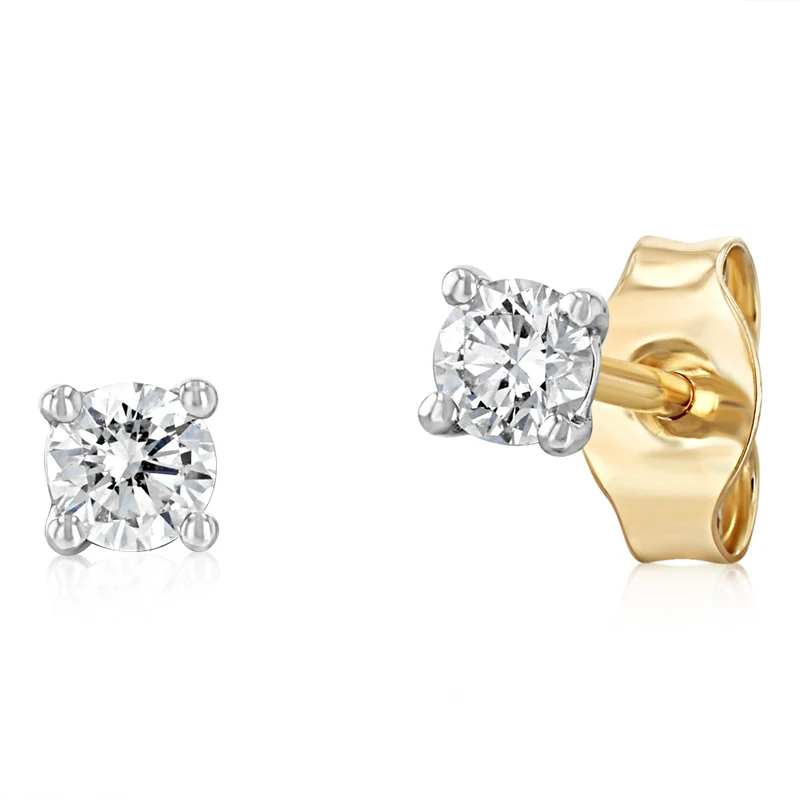 Luminesce Lab Grown 0.20 Carat Diamond Solitaire Stud Earrings in 9ct Yellow Gold