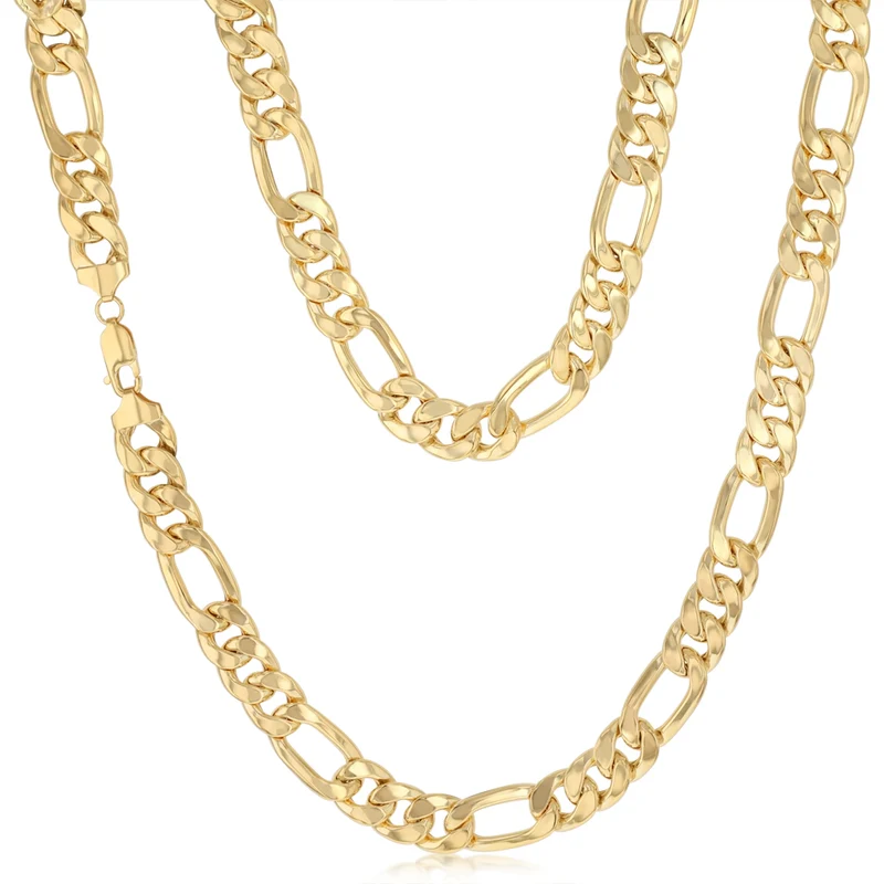 9ct Yellow Gold Silver Filled Figaro 60cm Chain