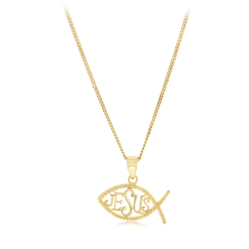 9ct Yellow Gold Jesus Fish Pendant