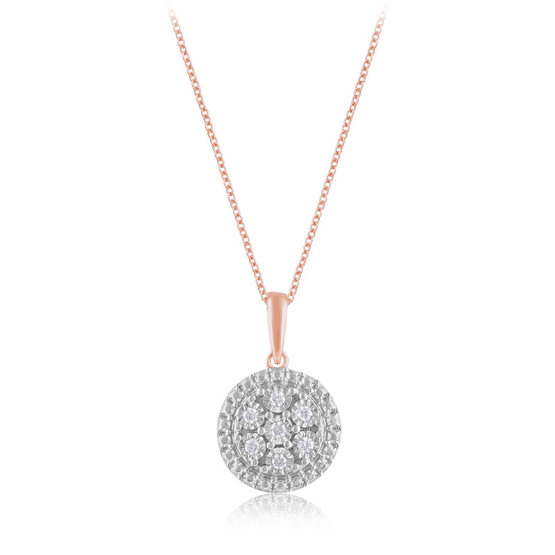Diamond Pendant in Rose Gold Plated Sterling Silver on 45cm Chain