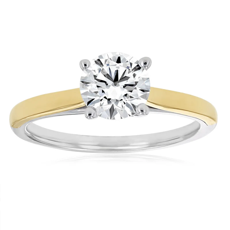 Luminesce Lab Grown 1 Carat Diamond Solitaire Ring in 9ct Yellow Gold and Sterling Silver