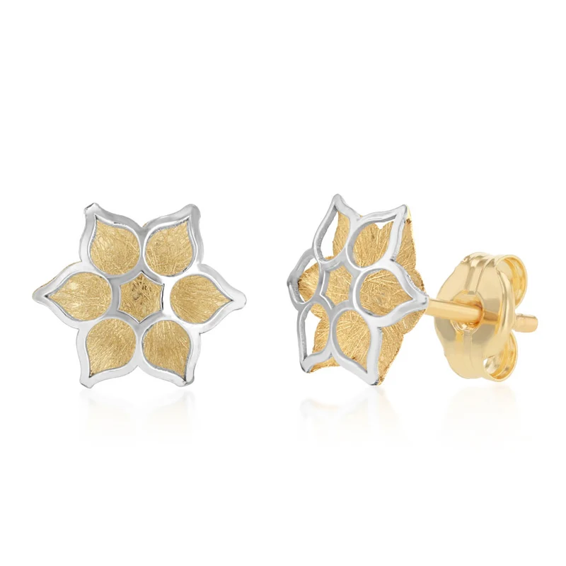 Lotus Flower Stud Earrings in 9ct Yellow Gold