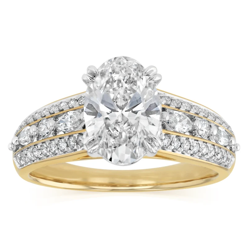 Luminesce Lab Grown 2 Carat Diamond Ring in 9ct Yellow and White Gold