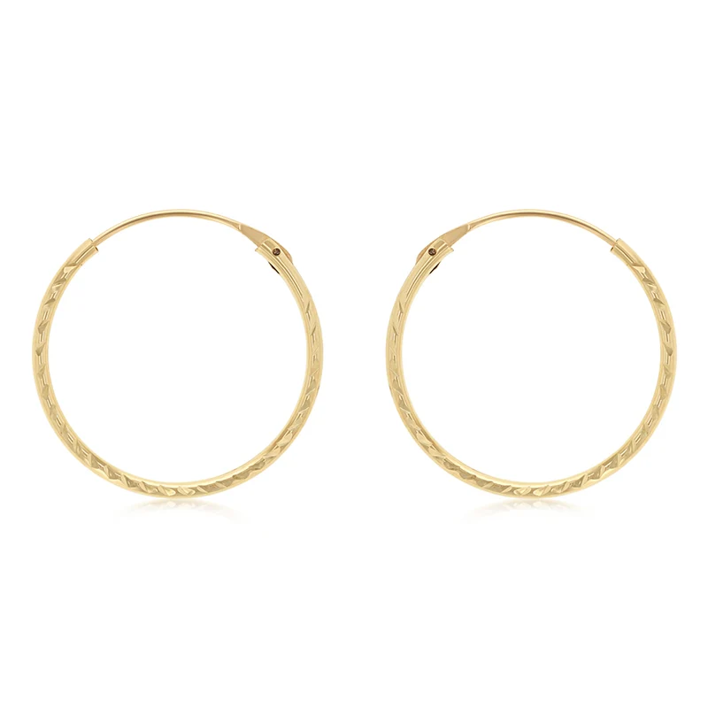 Dicut 18mm Sleeper Earrings in 9ct Yellow Gold