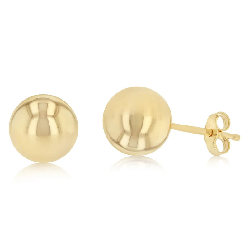 9ct Yellow Gold Silver Filled Ball 8mm Stud Earrings