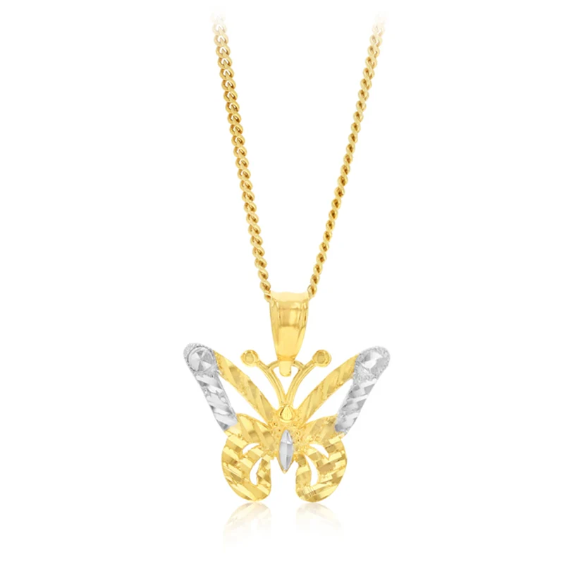 9ct Two Tone Butterfly Pendant