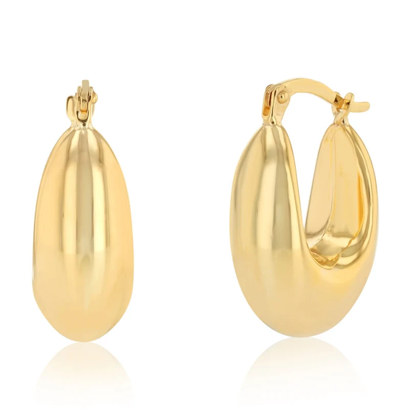 14ct Yellow Gold Silver Filled Creole Hoop Earrings