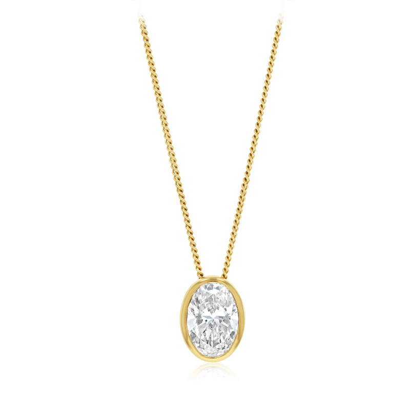 Luminesce Lab Grown 2 Carat Diamond Oval Solitaire Bezel in 9ct Yellow Gold
