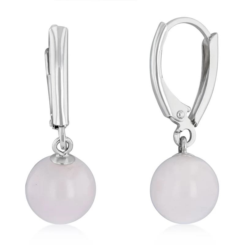Rose Quartz Drop Earrings in Sterling Silver