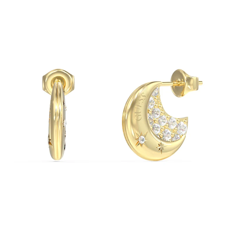 Guess Gold Plated Stainless Steel Aurora Double Side 17mm Hoop Earrings