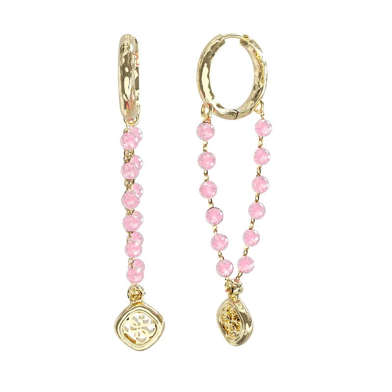 Guess Gold Plated Stainless Steel Beads 60mm Pendant Earrings
