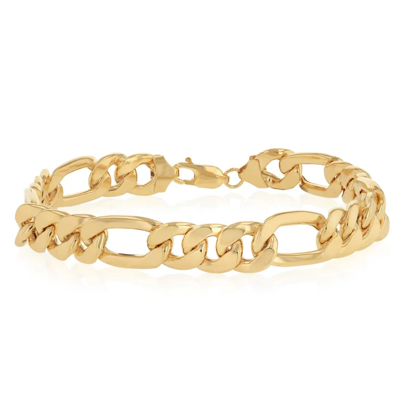 9ct Yellow Gold Silverfilled Figaro 23cm Bracelet