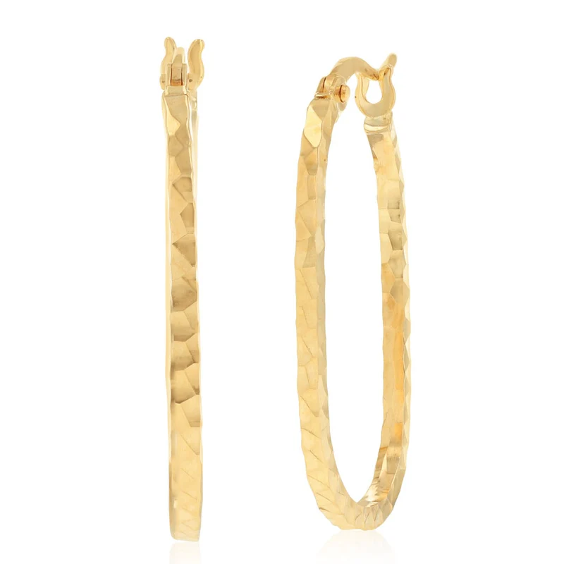 Medium Oval Hoop Earrings in 9ct Yellow Gold