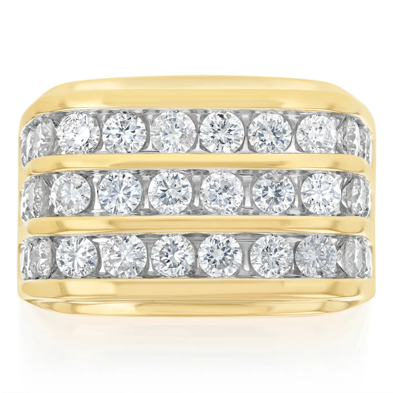 2.90 Carat Diamond Gents Ring in 10ct Yellow Gold