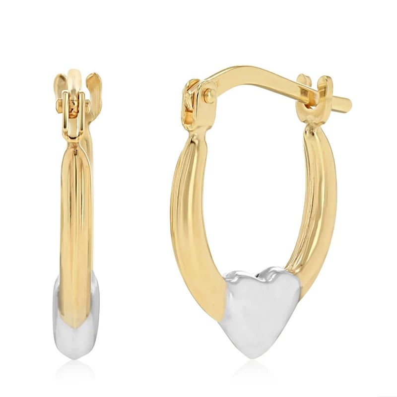 9ct Two Tone Silverfilled Fancy Heart Hoop Earrings