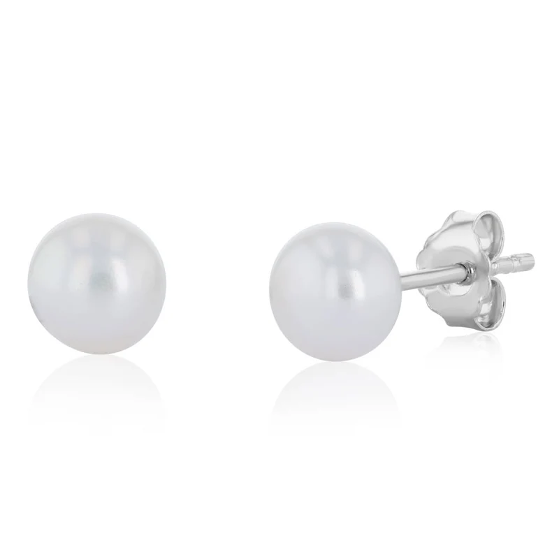 5.5-6mm White Freshwater Pearl Earrings in Sterling Silver