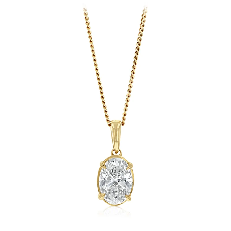 Luminesce Lab Grown 1 Carat Oval Diamond Solitaire Pendant in 9ct Yellow Gold