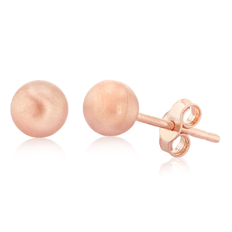 9ct Rose Gold 5mm Polished Ball Stud Earrings