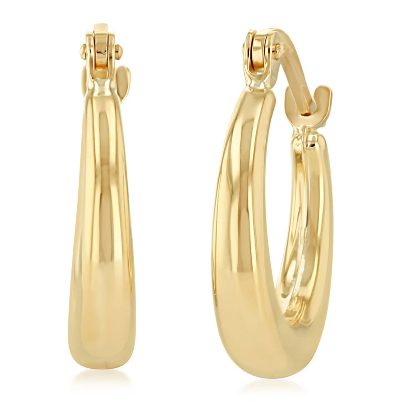 9ct Yellow Gold Crescent Hoop Earrings