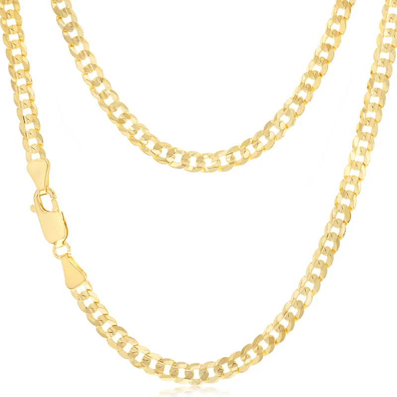 9ct Yellow Gold Curb Concave Lightweight 90 Gauge 55cm Chain