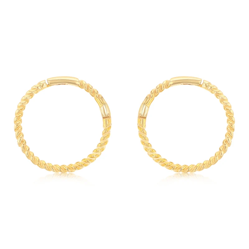 9ct Yellow Gold Patterned 10mm Sleeper Earrings