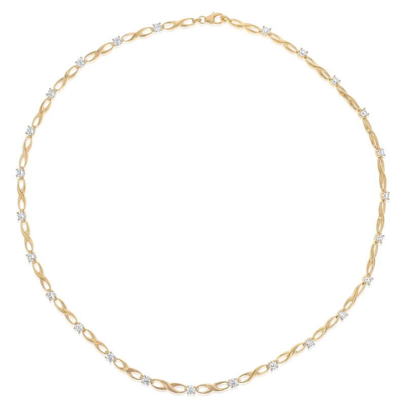 9ct Yellow Gold Silver Filled Cubic Zirconia Infinity 45cm Chain