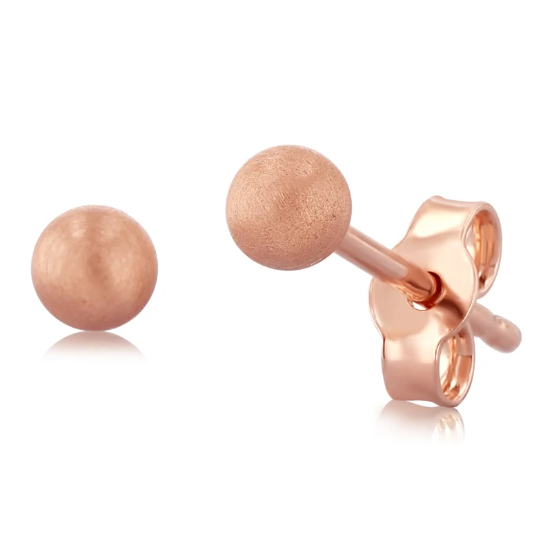 9ct Rose Gold 3mm Polished Ball Stud Earrings
