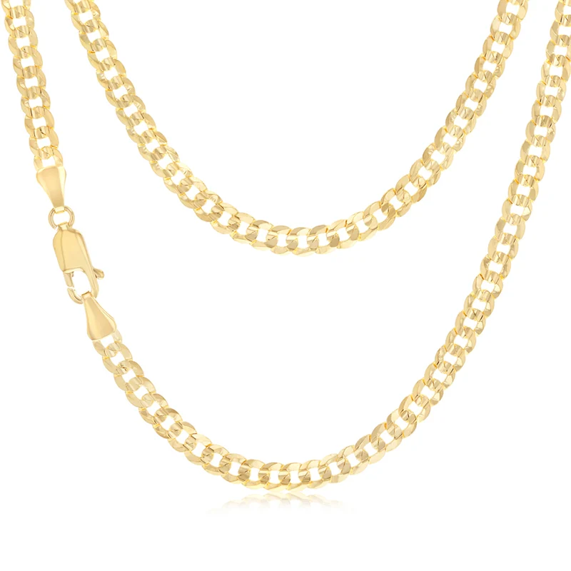9ct Yellow Gold Curb Concave Lightweight 90 Gauge 50cm Chain