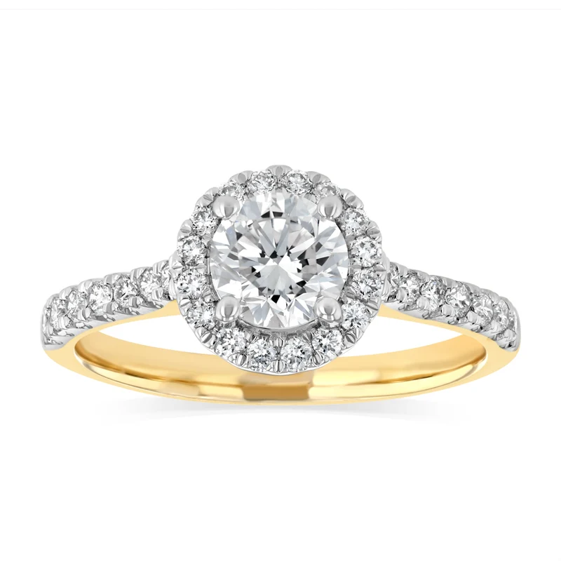 Luminesce Lab Grown 1 Carat Halo Brilliant Cut Ring in 9ct Yellow Gold