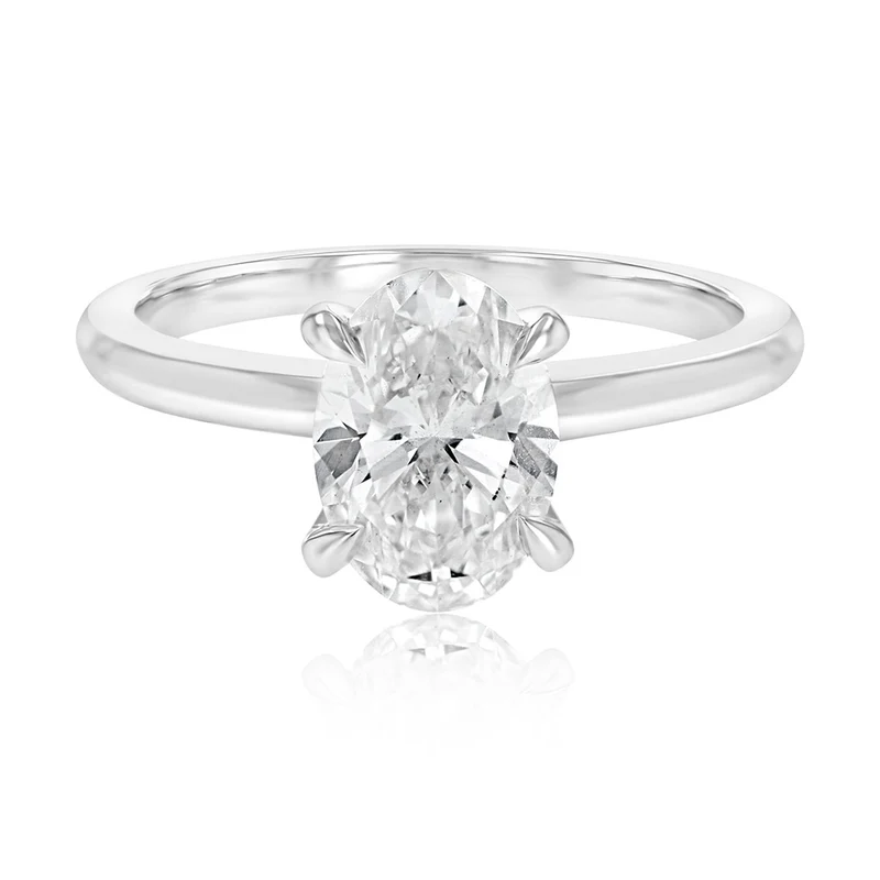 Luminesce Lab Grown 1.5 Carat Diamond Solitaire Oval Ring in Sterling Silver