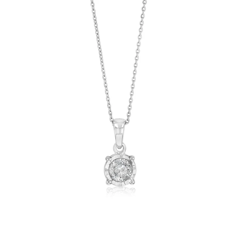 1/4 Carat Diamond Solitaire Pendant in 10ct White Gold ON 46cm Chain
