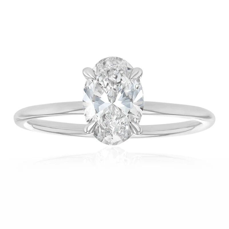 Luminesce Lab Grown 1 Carat Diamond Oval Solitaire Ring in 9ct White Gold