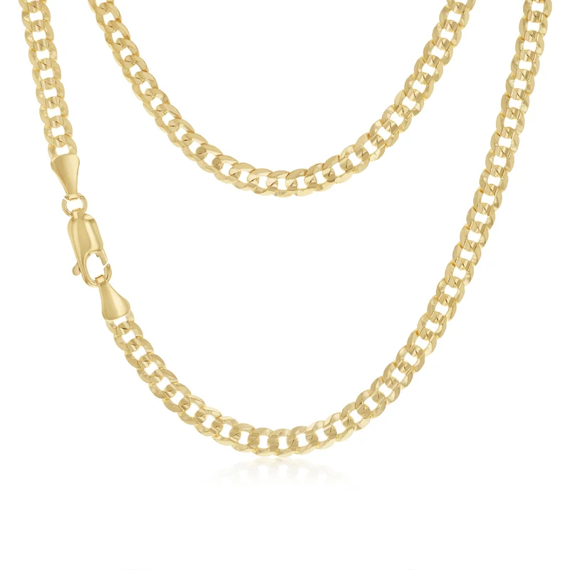 9ct Yellow Gold Curb Concave Lightweight 90 Gauge 45cm Chain