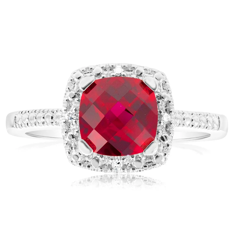 Created Ruby and Diamond Ring in Sterling Silver