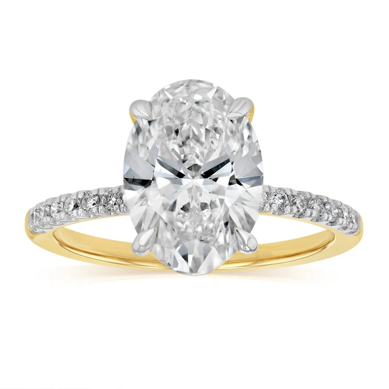 Luminesce Lab Grown 3.20 Carat Diamond Oval Ring in 9ct Yellow Gold