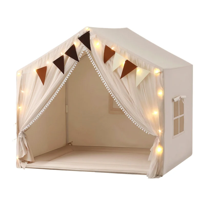 Keezi Kids Play Tent with Star Lights Windows Flag 144cmx95cm Playhouse