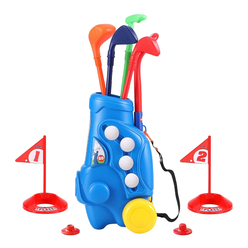 Keezi Kids Golf Set Toddler Club Set Pull Cart Indoor Outdoor Backyard Mini Toy Ages 2-6