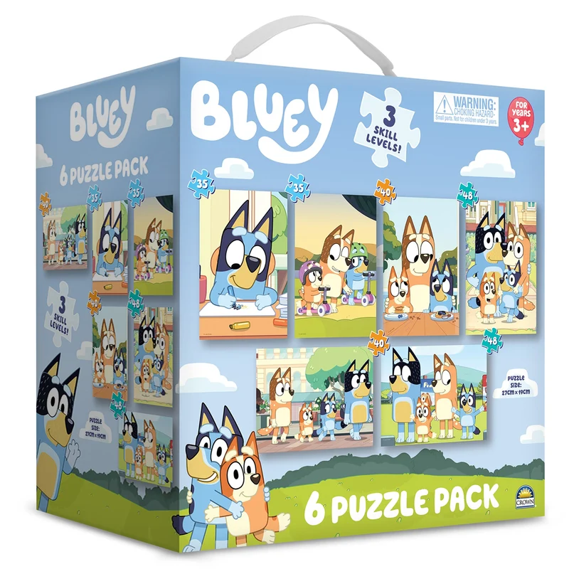 Bluey 6 Puzzle Pack 2 x 35pce, 2 x 40pce & 2 x 48pce