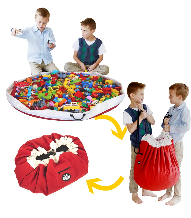 The Original Play Pouch Toy Storage Bag & Play Mat Rocket Red