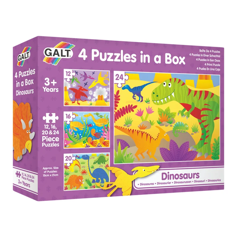 GALT 4 Puzzles In A Box - Dinosaurs