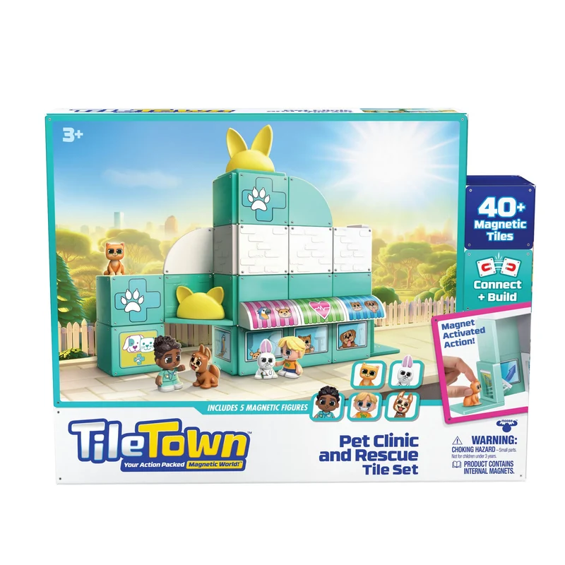 Tile Town Pet Rescue Clinic and Rescue 44 Piece Tile Set