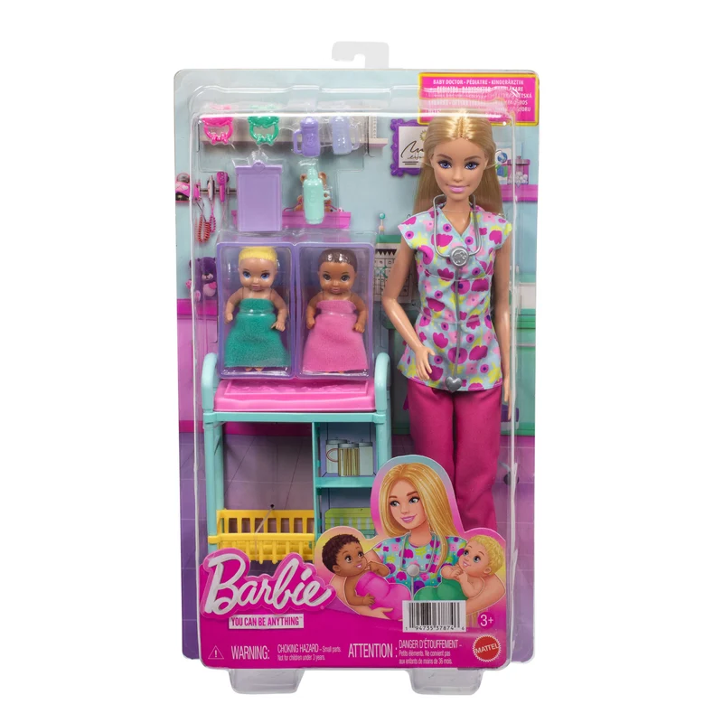 Barbie You Can Be Anything Career Doll Playset - Blonde Doctor With 2 Babies