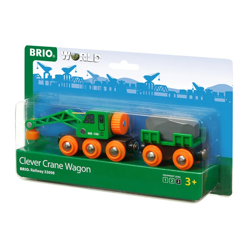 BRIO World Clever Crane Wagon 4 Pieces