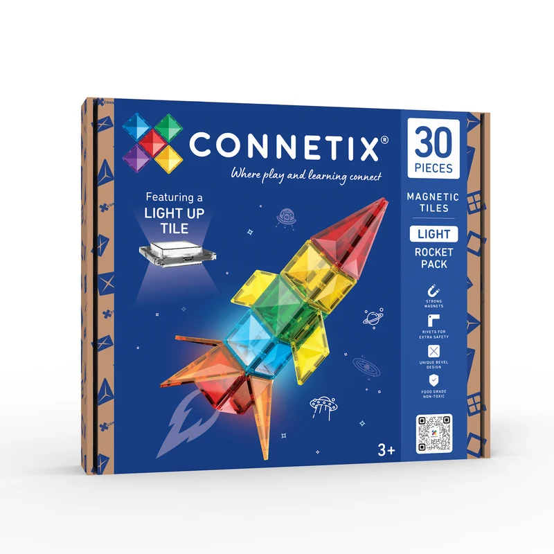 CONNETIX Magnetic Tiles 30 Piece - Light Rocket Pack