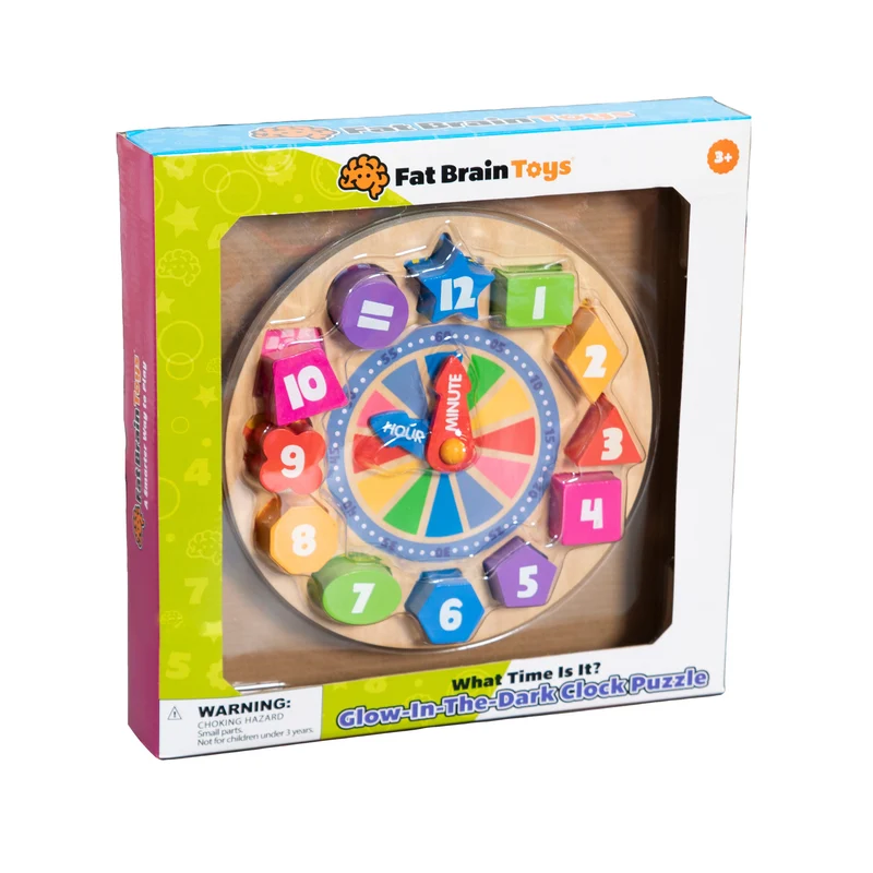 Fat Brain Toys What Time Is It? Glow-In-The-Dark Clock Puzzle
