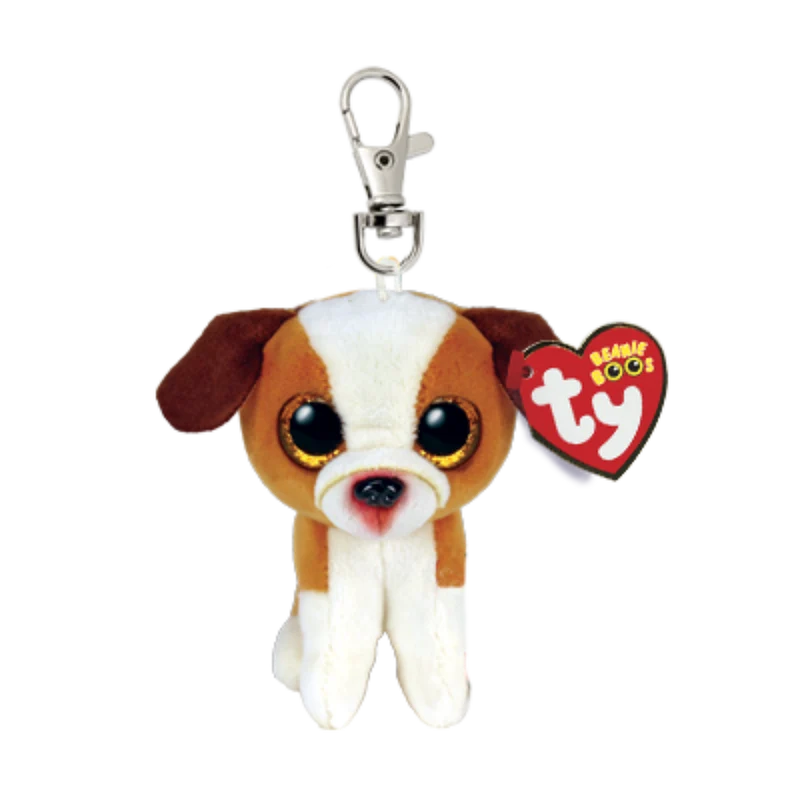 Ty Beanie Boo Clip - Hugo Brown & White Dog
