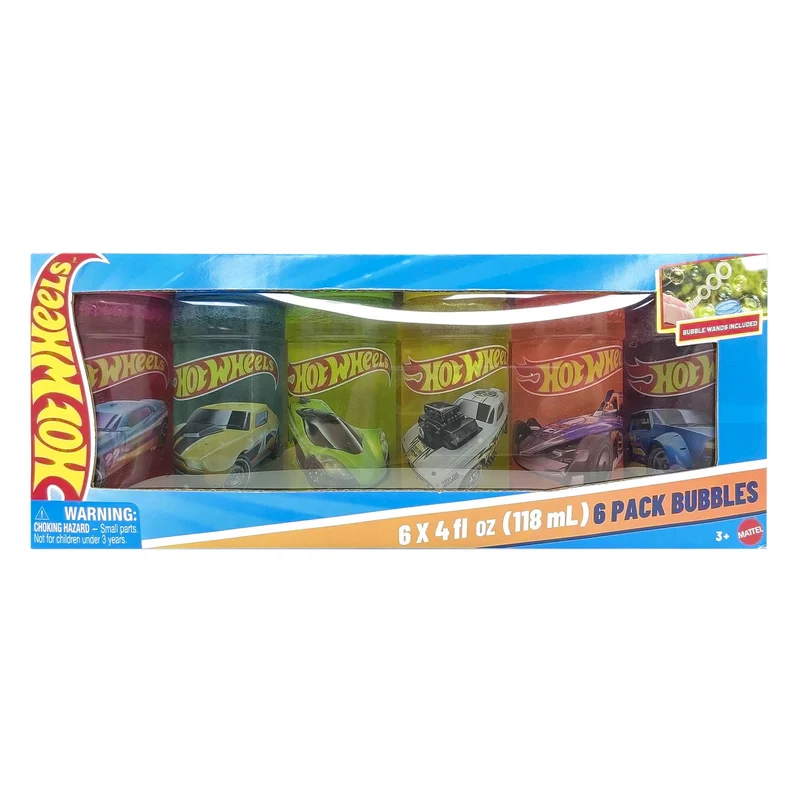 Hot Wheels Bubble Bottles 6 Pack 118ml