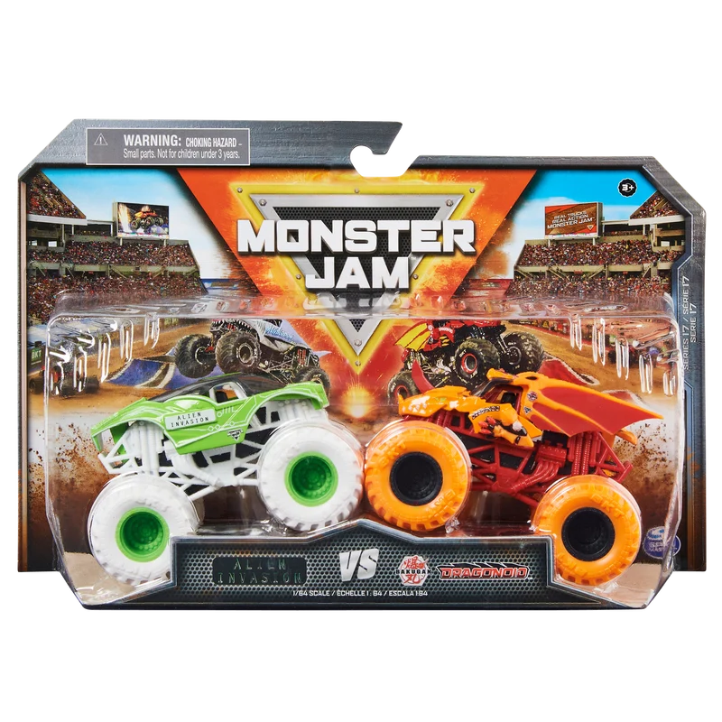 Monster Jam 1:64 Die-Cast Alien Invasion vs Dragonoid 2 Pack