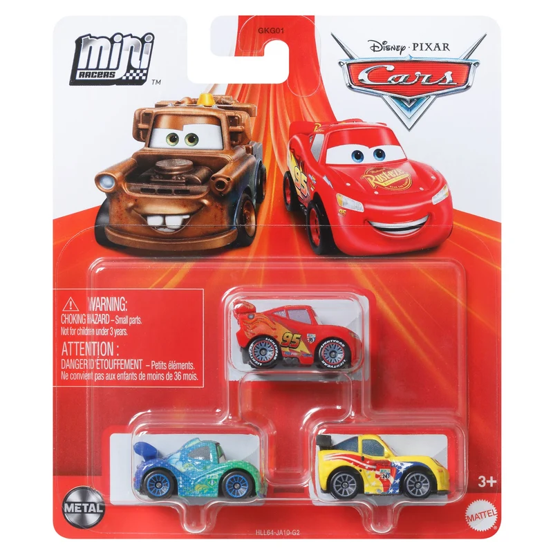 Disney Pixar Cars Mini Racers 3 Pack - Gorvette. McQueen & Yellow