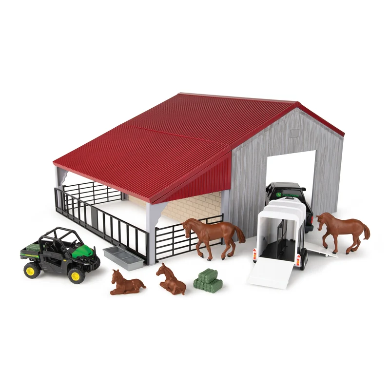 John Deere 1:32 Weathered Barn Playset - Horses